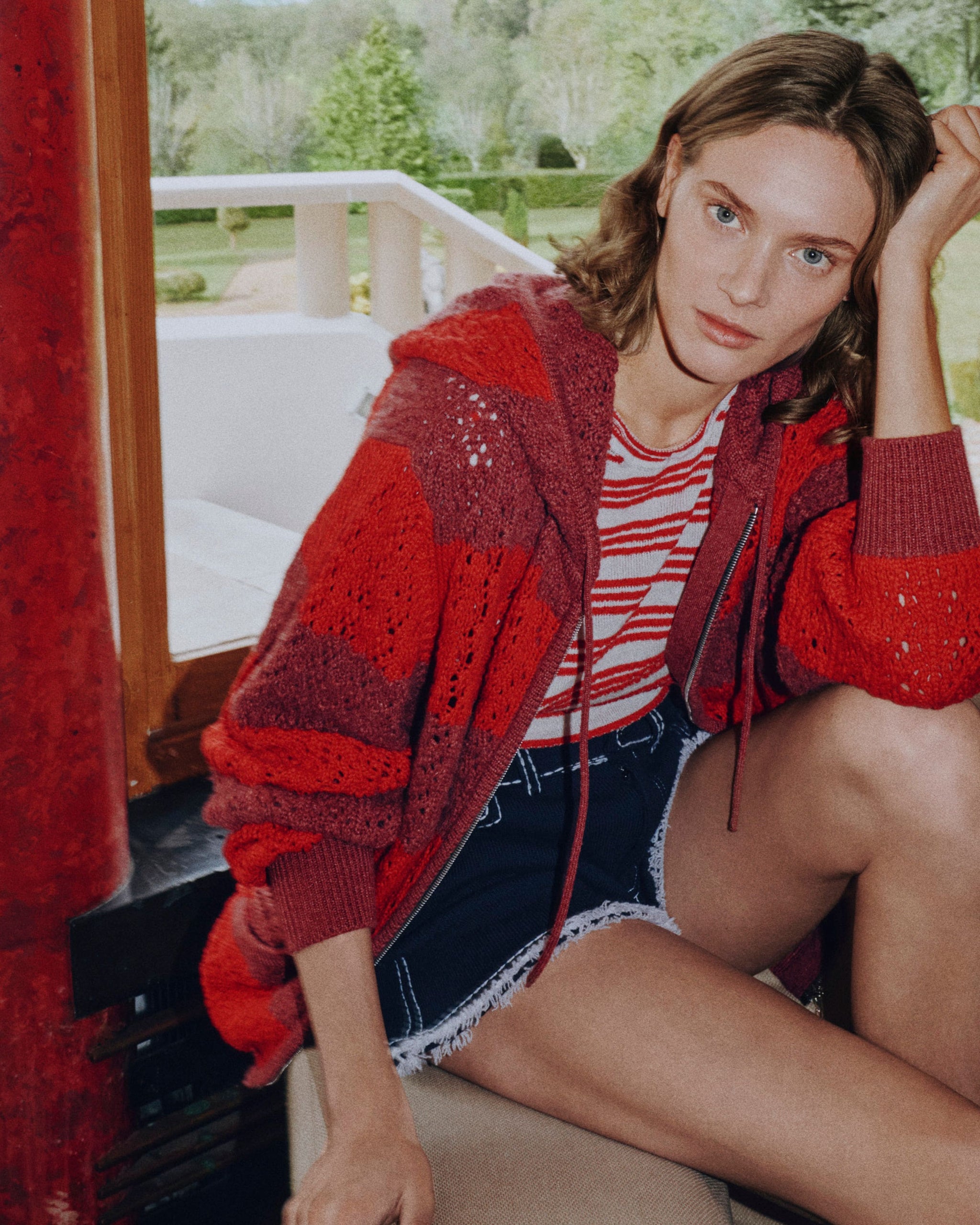 Denim fringed cashmere and cotton shorts | Barrie - Barrie