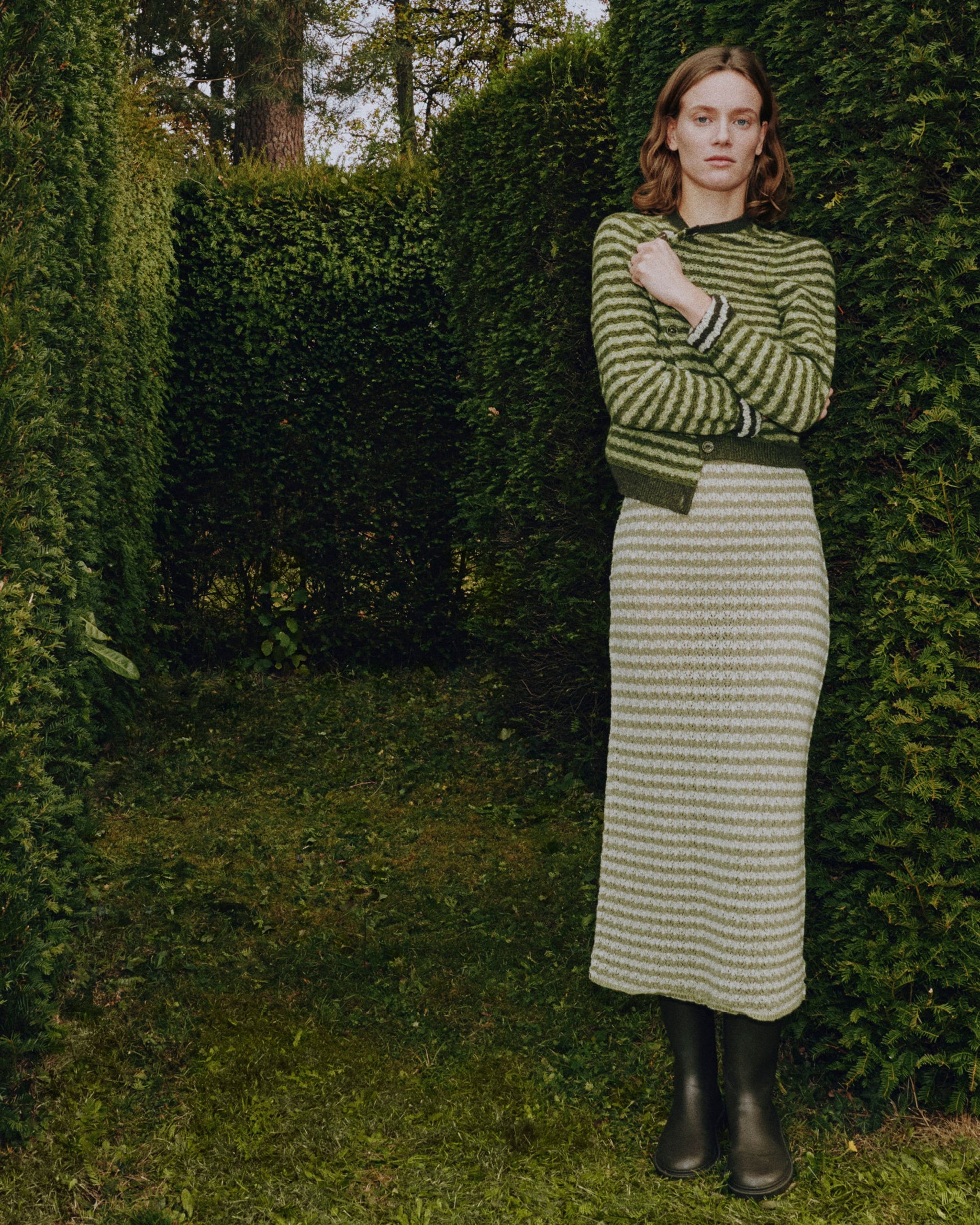 Cardigan à rayures en dentelle cachemire | Barrie - Barrie