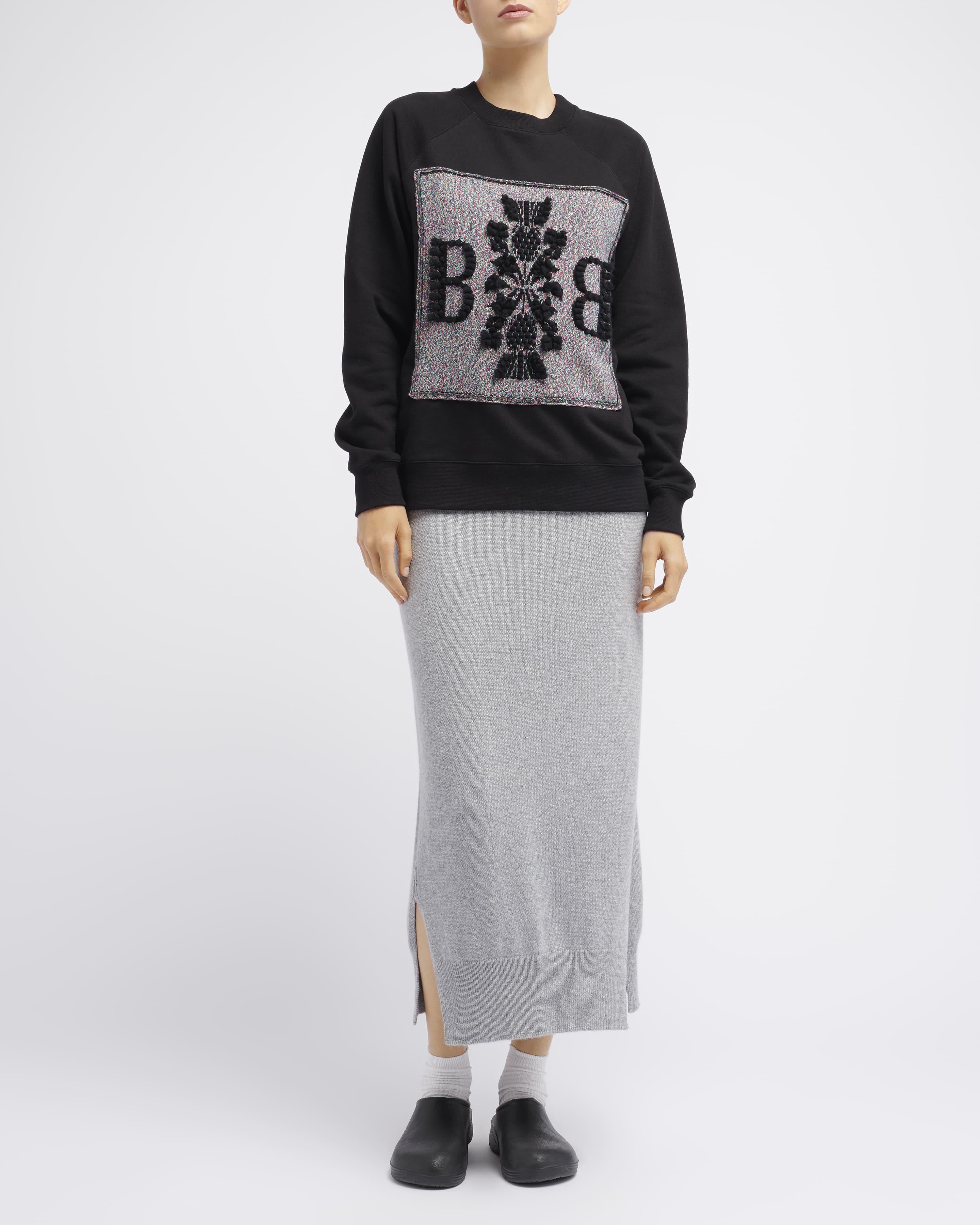 BARRIE - BARRIE バリー スリーブデザインカシミヤニットセーター  ブラック S barrie カシミア100% Vネックニット（カシミヤ100％ セーター