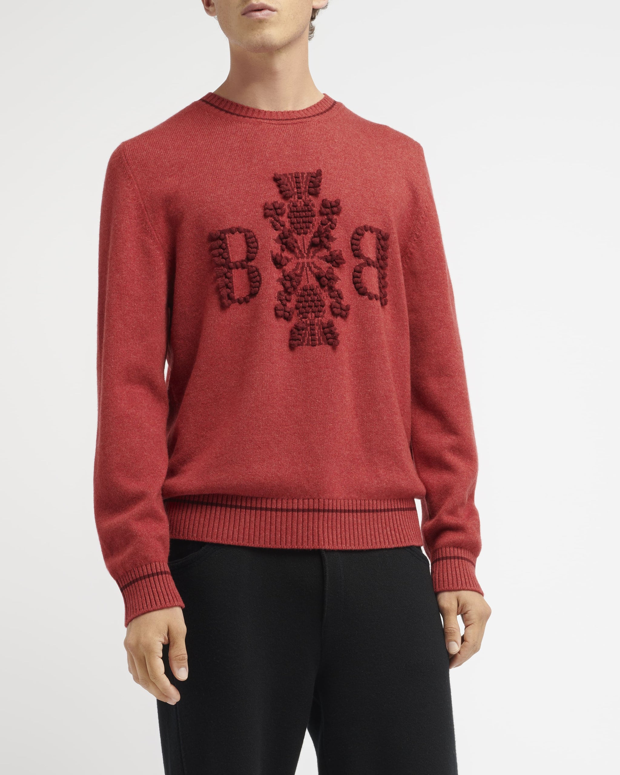 Pull col rond logo Barrie 3D en cachemire | Barrie - Barrie