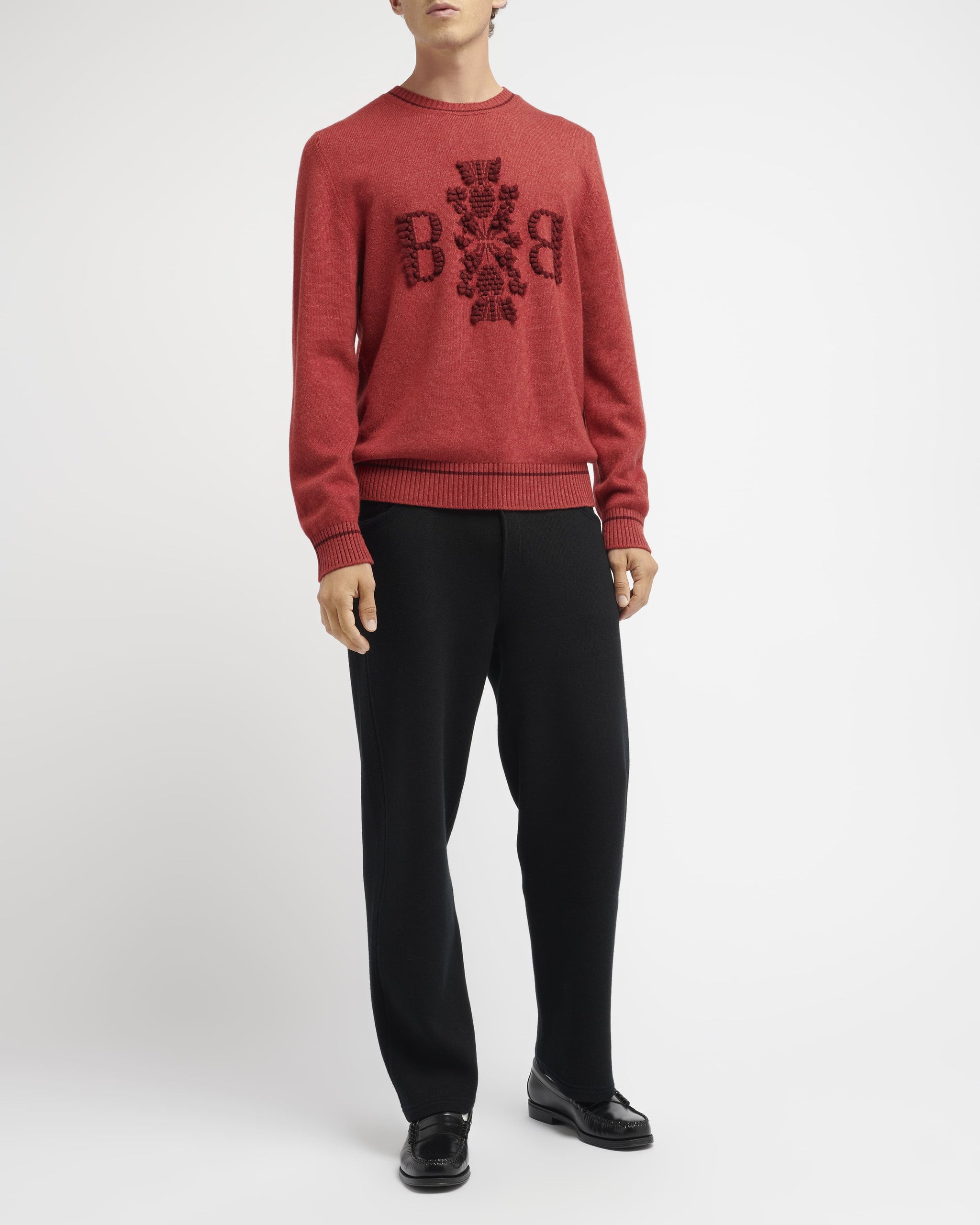 Pull col rond logo Barrie 3D en cachemire | Barrie - Barrie