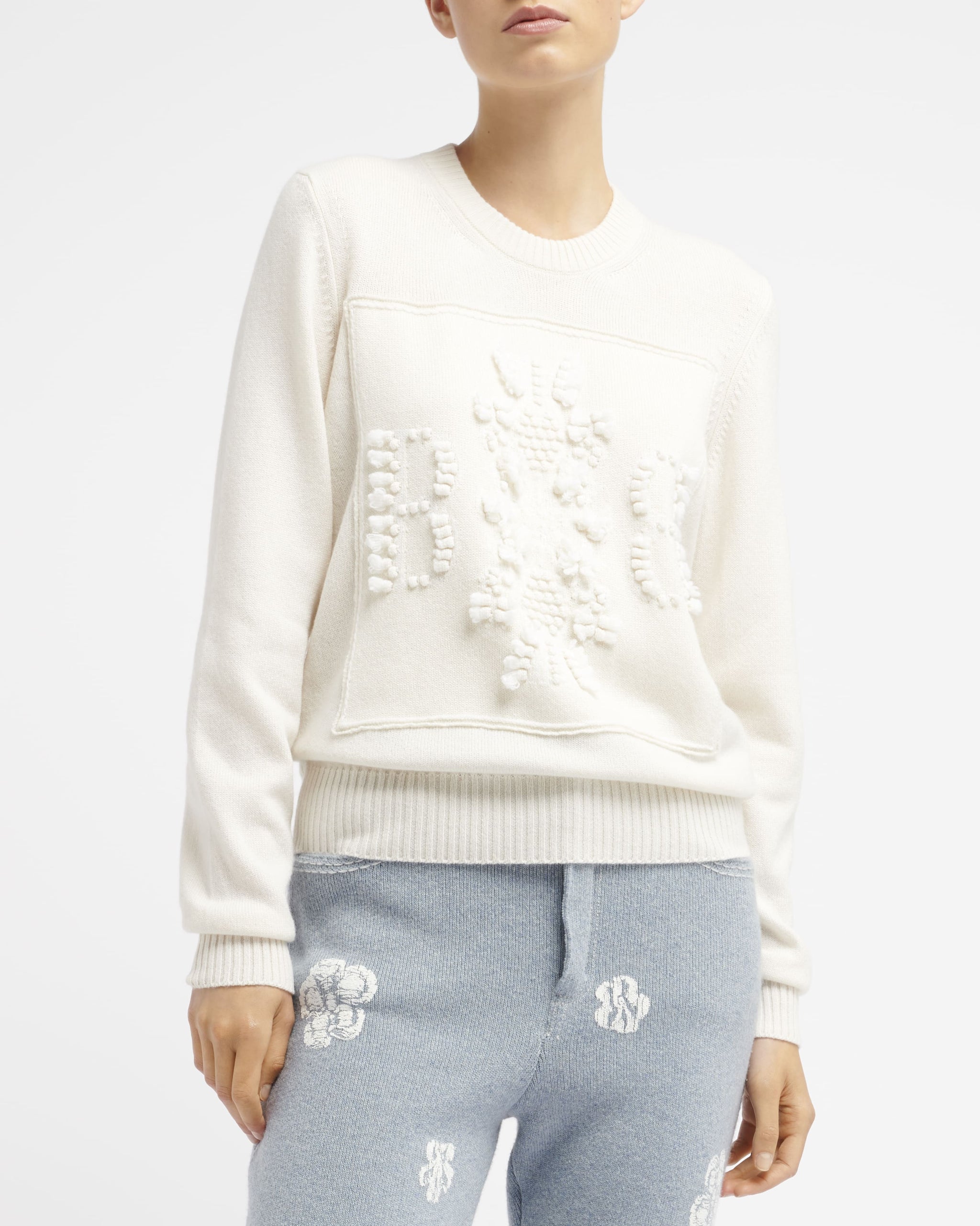 3D cashmere logo round-neck jumper | Barrie - Barrie