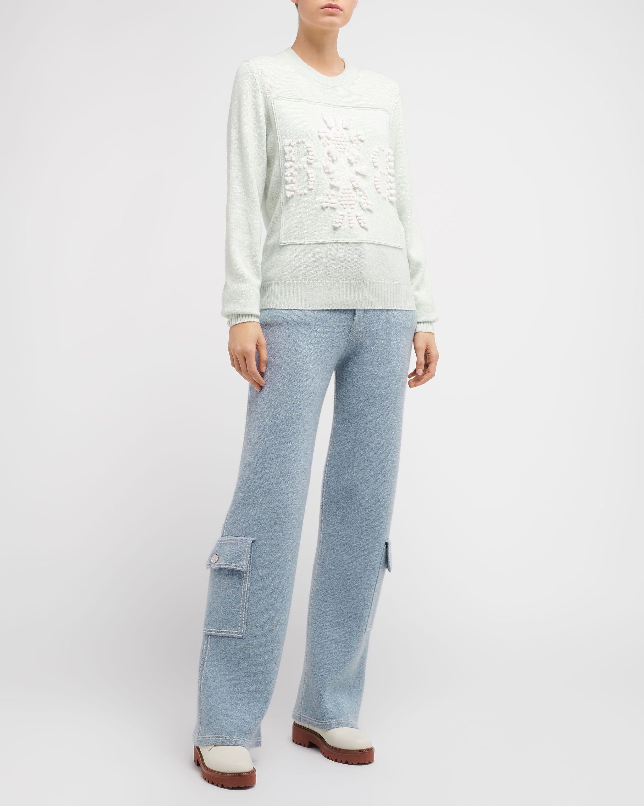 Pull col rond logo 3D en cachemire | Barrie - Barrie