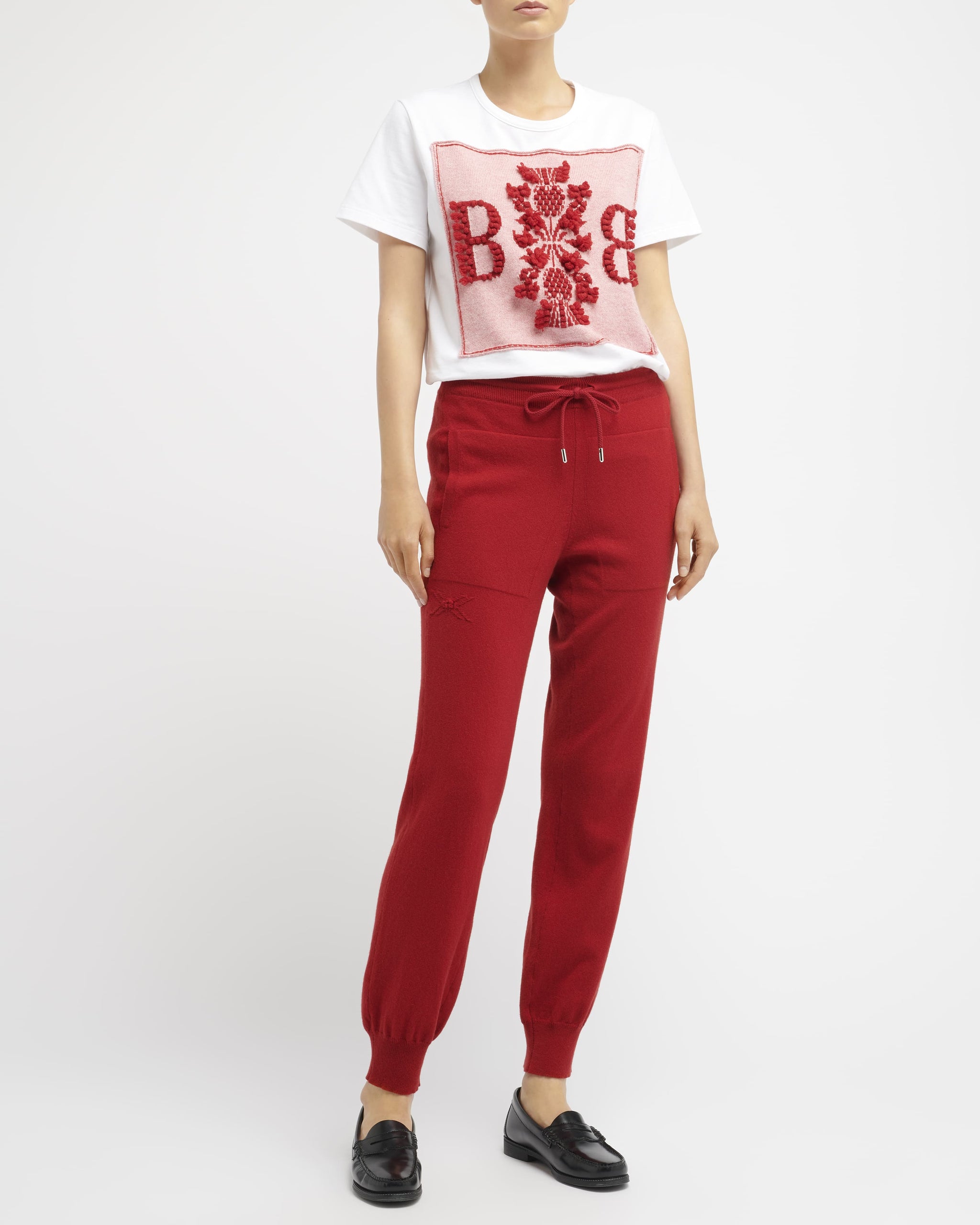 T-Shirt avec patch logo B en cachemire | Barrie - Barrie