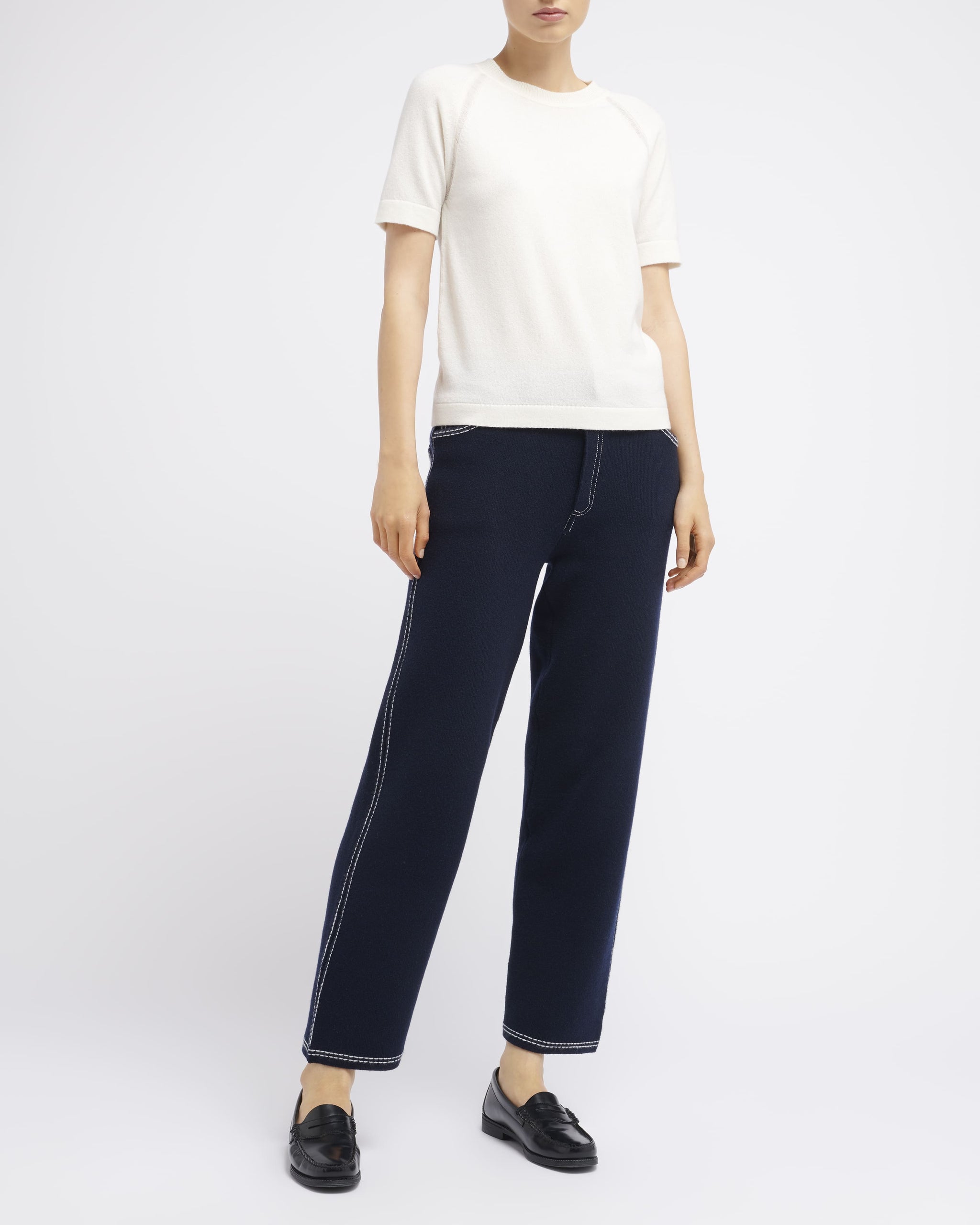 캐시미어 반소매 탑 | Barrie - Barrie