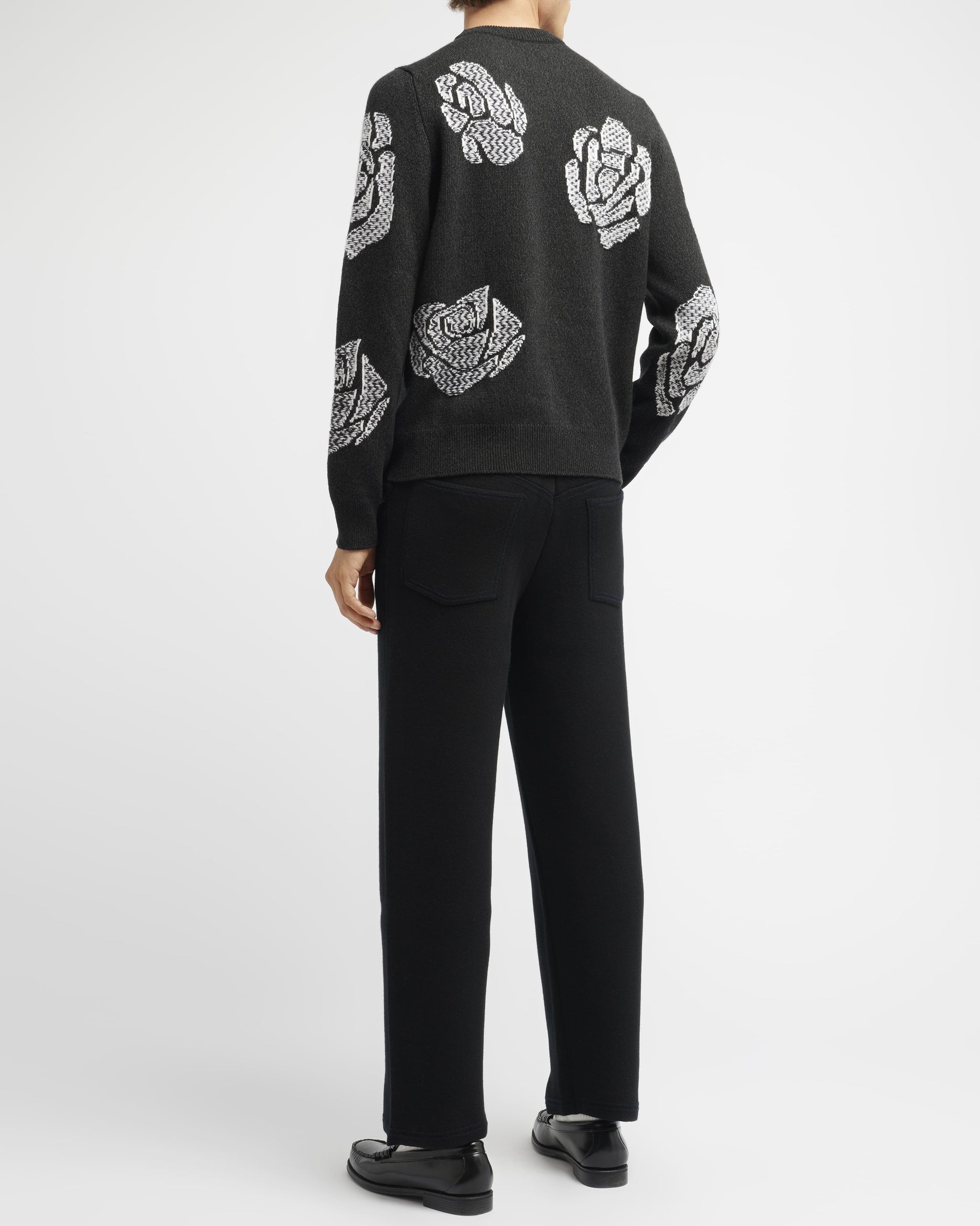 Pull col rond en cachemire à motif roses | Barrie - Barrie