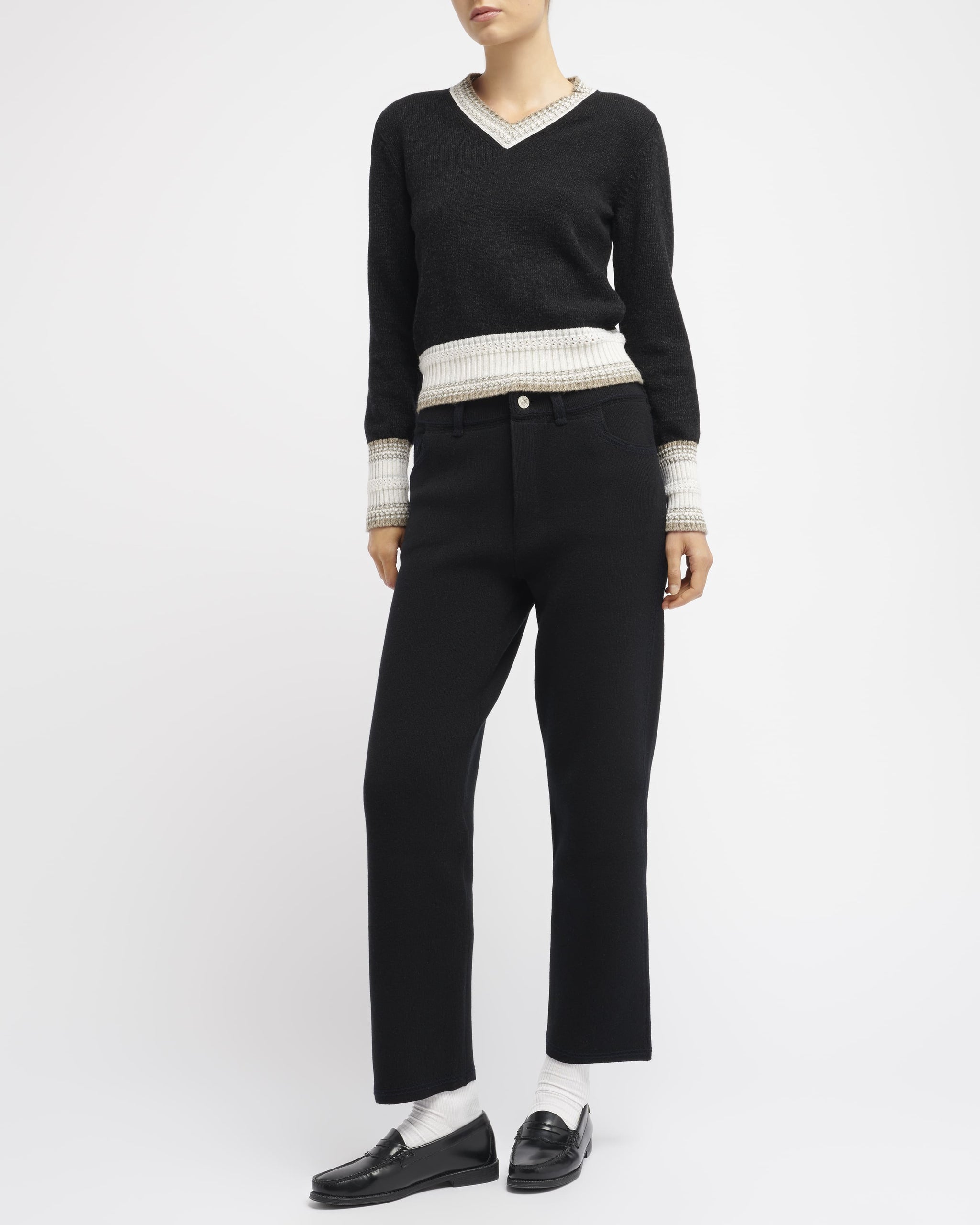 Pull chiné col V en cachemire | Barrie - Barrie