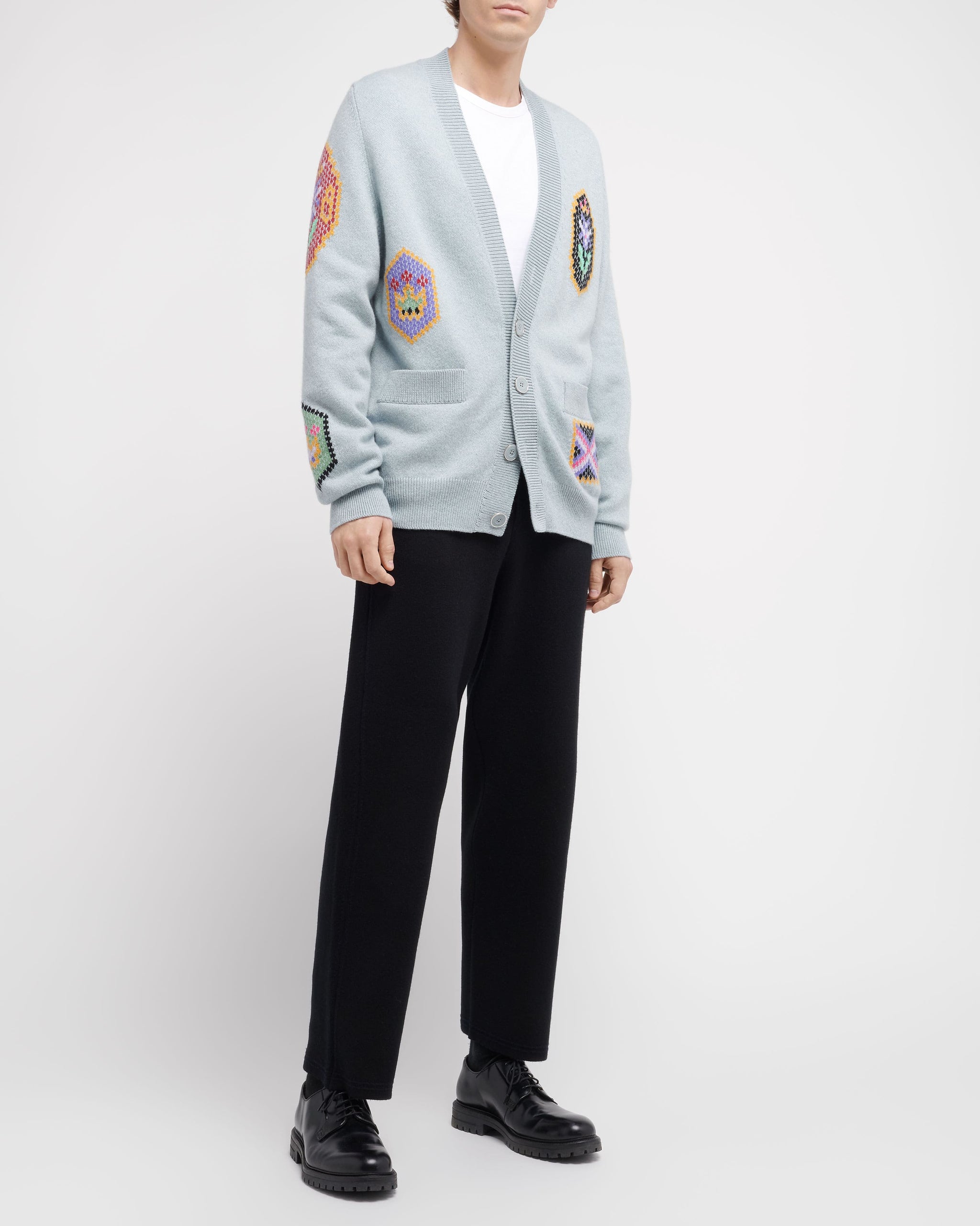 Cardigan col V en cachemire à symboles écossais | Barrie - Barrie