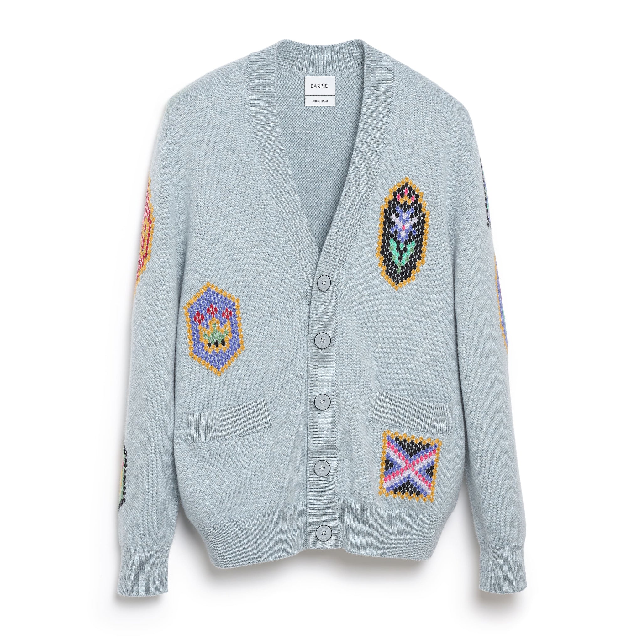 Cardigan col V en cachemire à symboles écossais | Barrie - Barrie