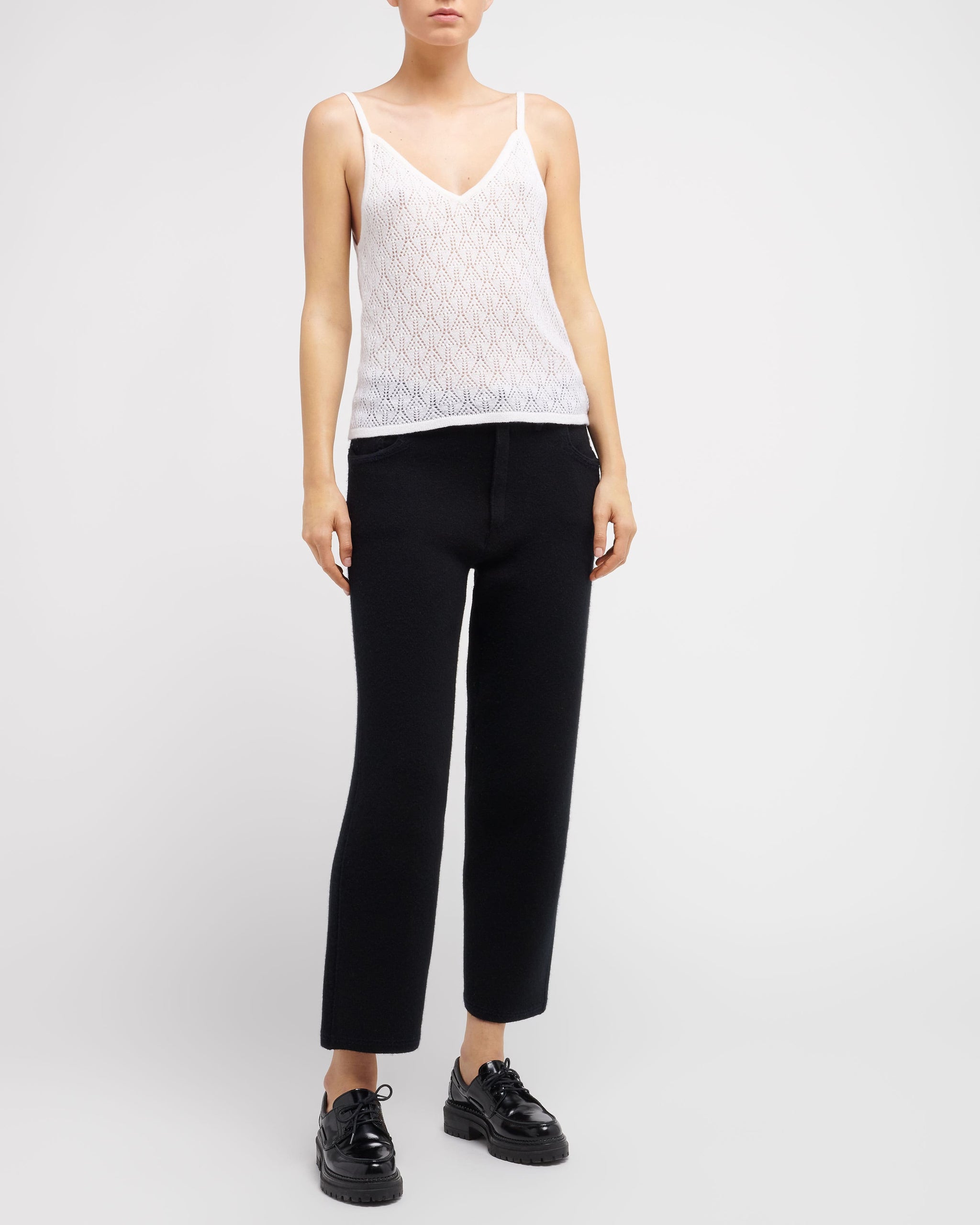 어깨끈이 있는 캐시미어 레이스 탑 | Barrie - Barrie