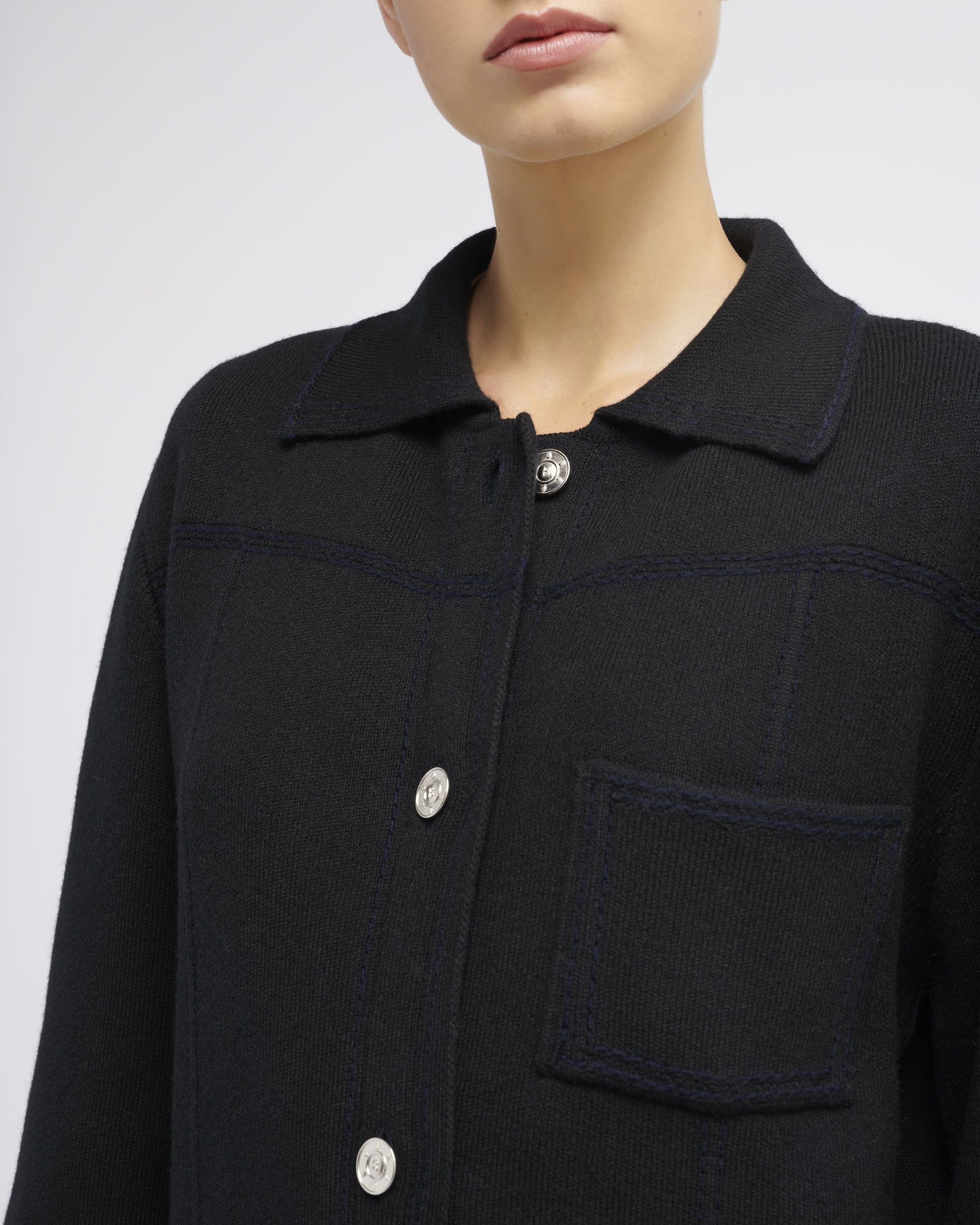 Veste longue denim en cachemire et coton | Barrie - Barrie