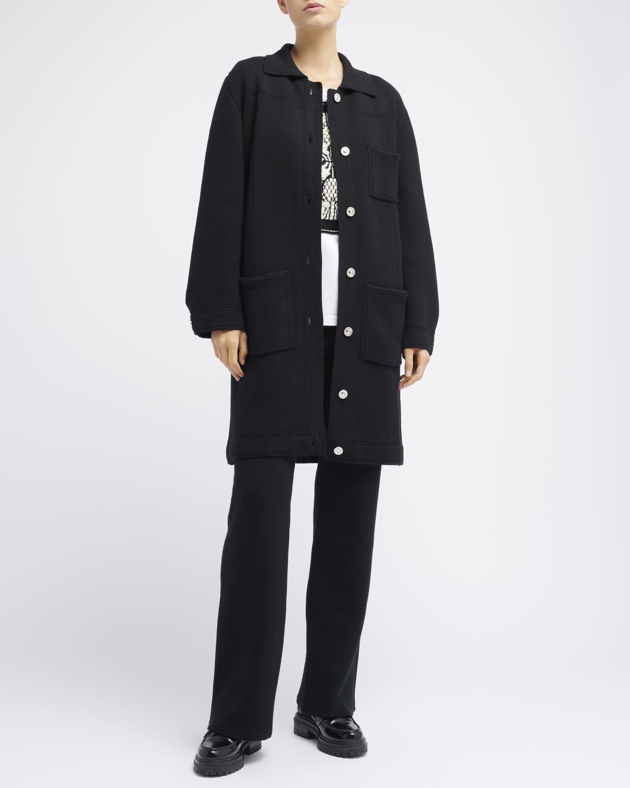 Veste longue denim en cachemire et coton | Barrie - Barrie