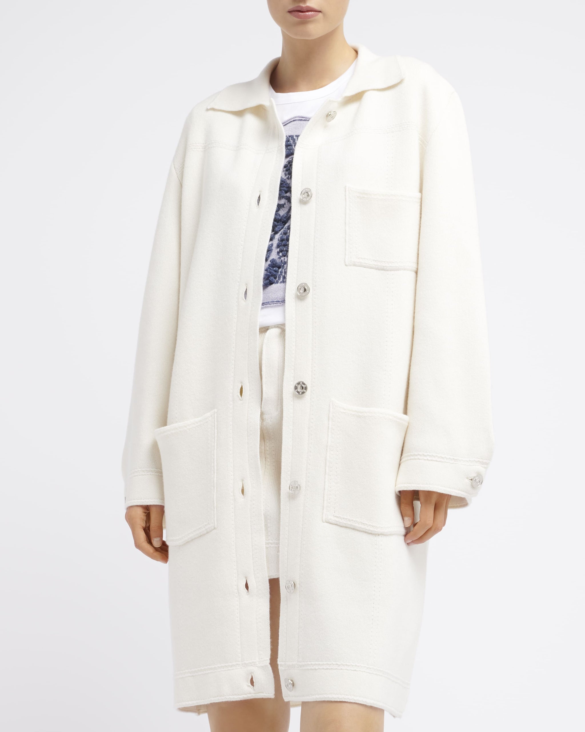 Veste longue denim en cachemire et coton | Barrie - Barrie