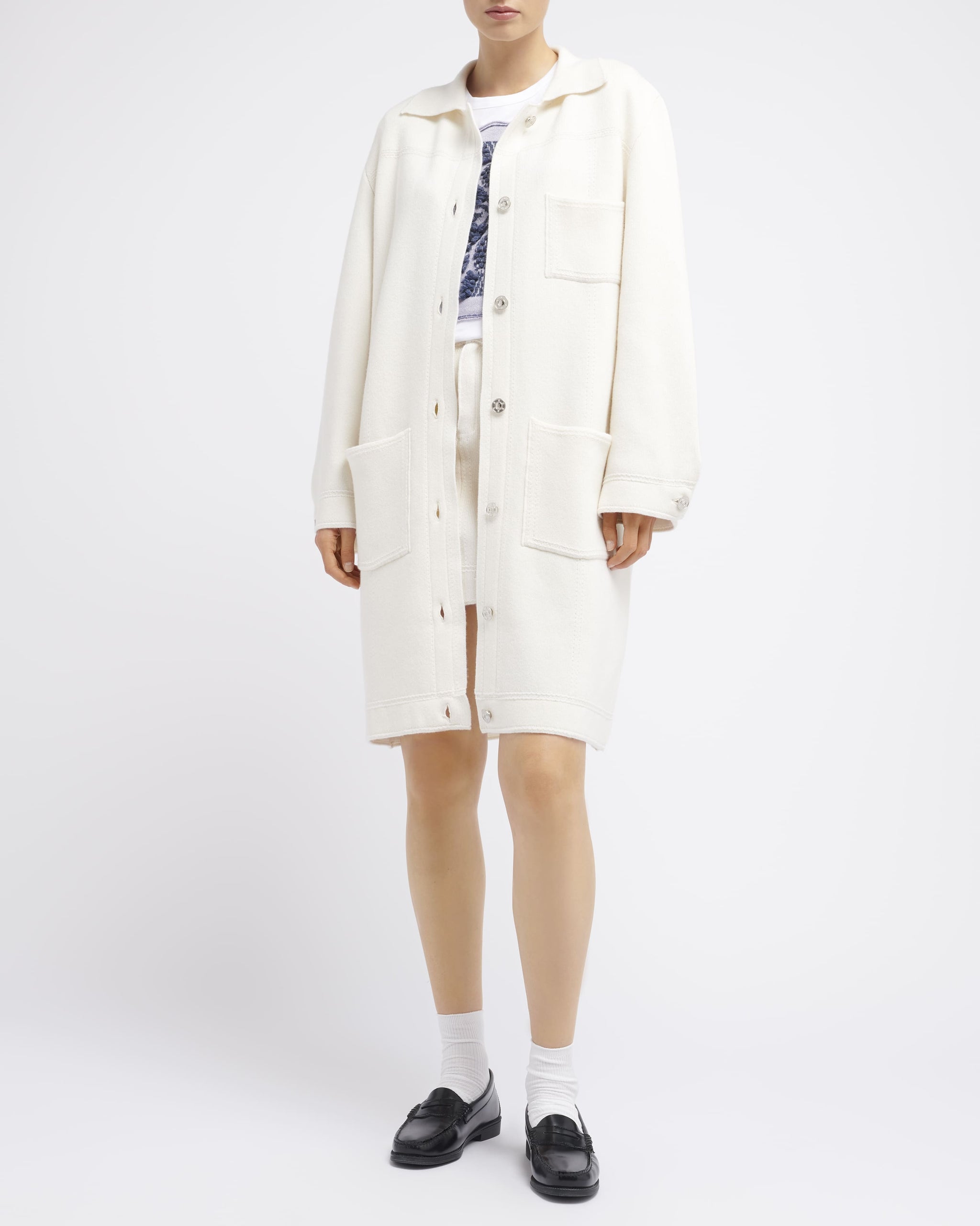 Veste longue denim en cachemire et coton | Barrie - Barrie