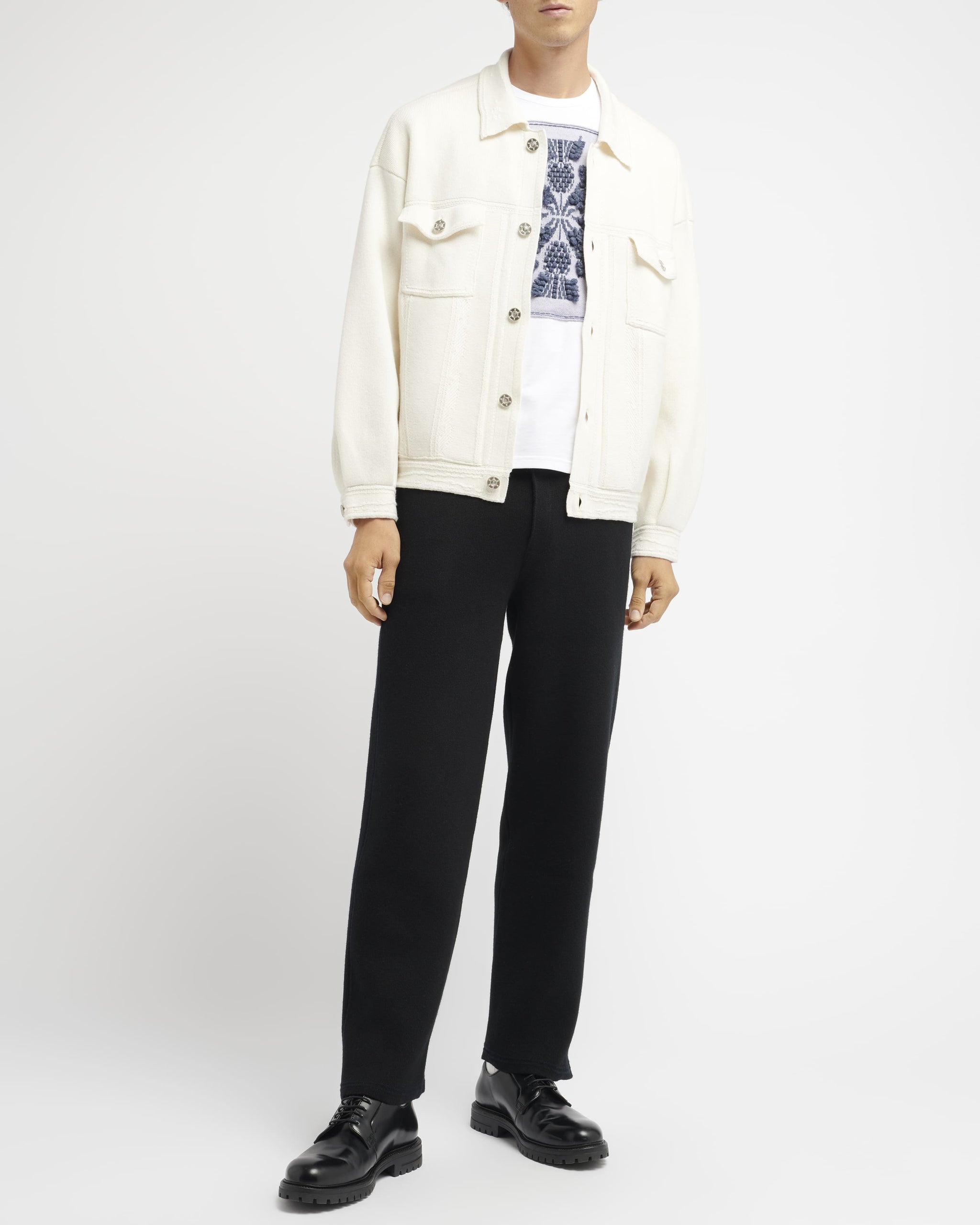Denim oversized cashmere and cotton jacket – Barrie.com