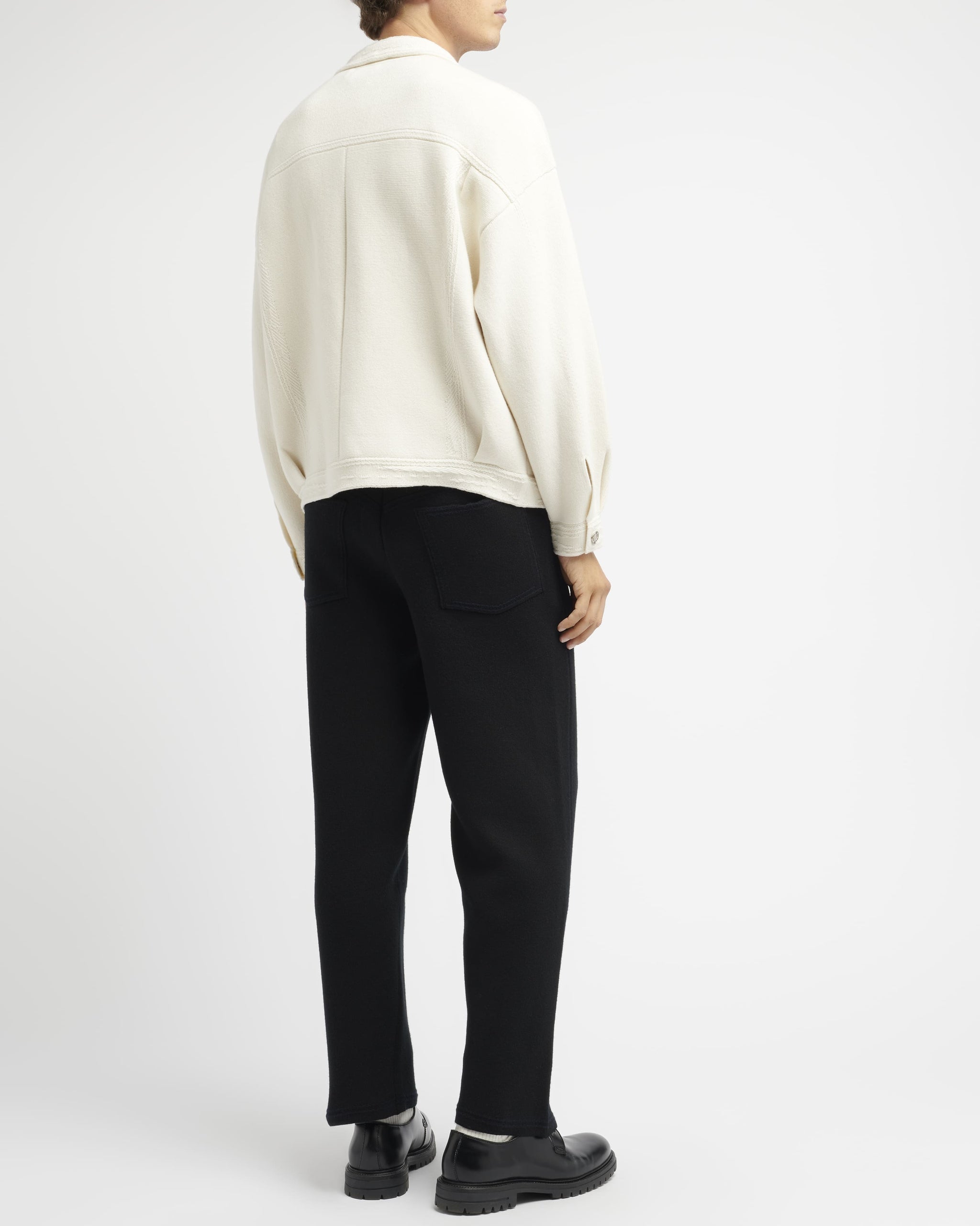 Denim oversized cashmere and cotton jacket – Barrie.com