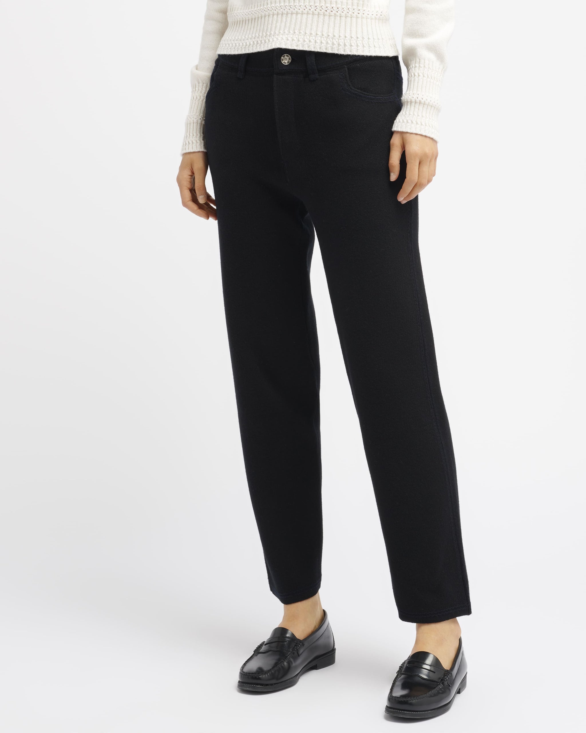 Denim cashmere and cotton boyfriend trousers | Barrie - Barrie