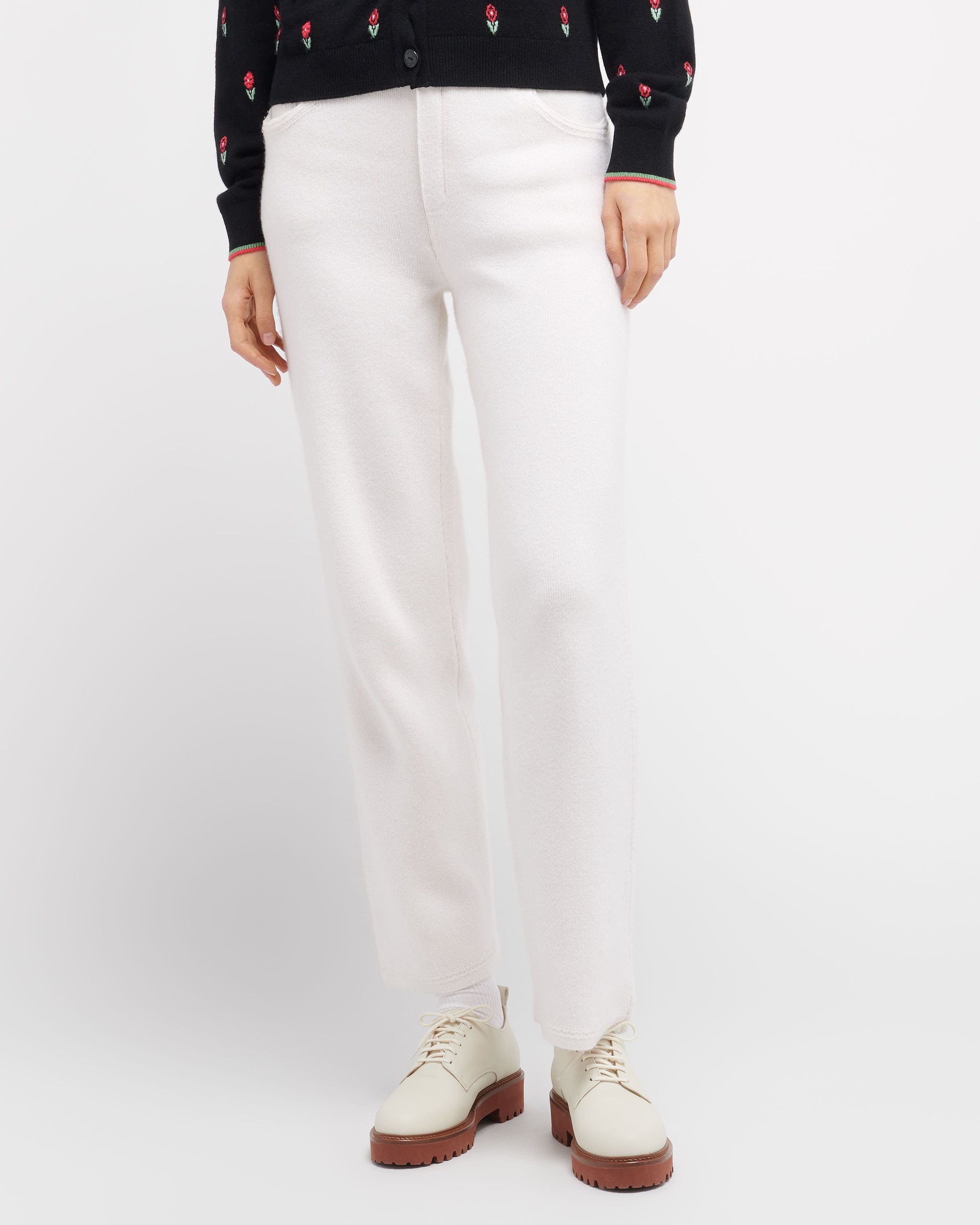 Denim cashmere and cotton boyfriend trousers | Barrie - Barrie