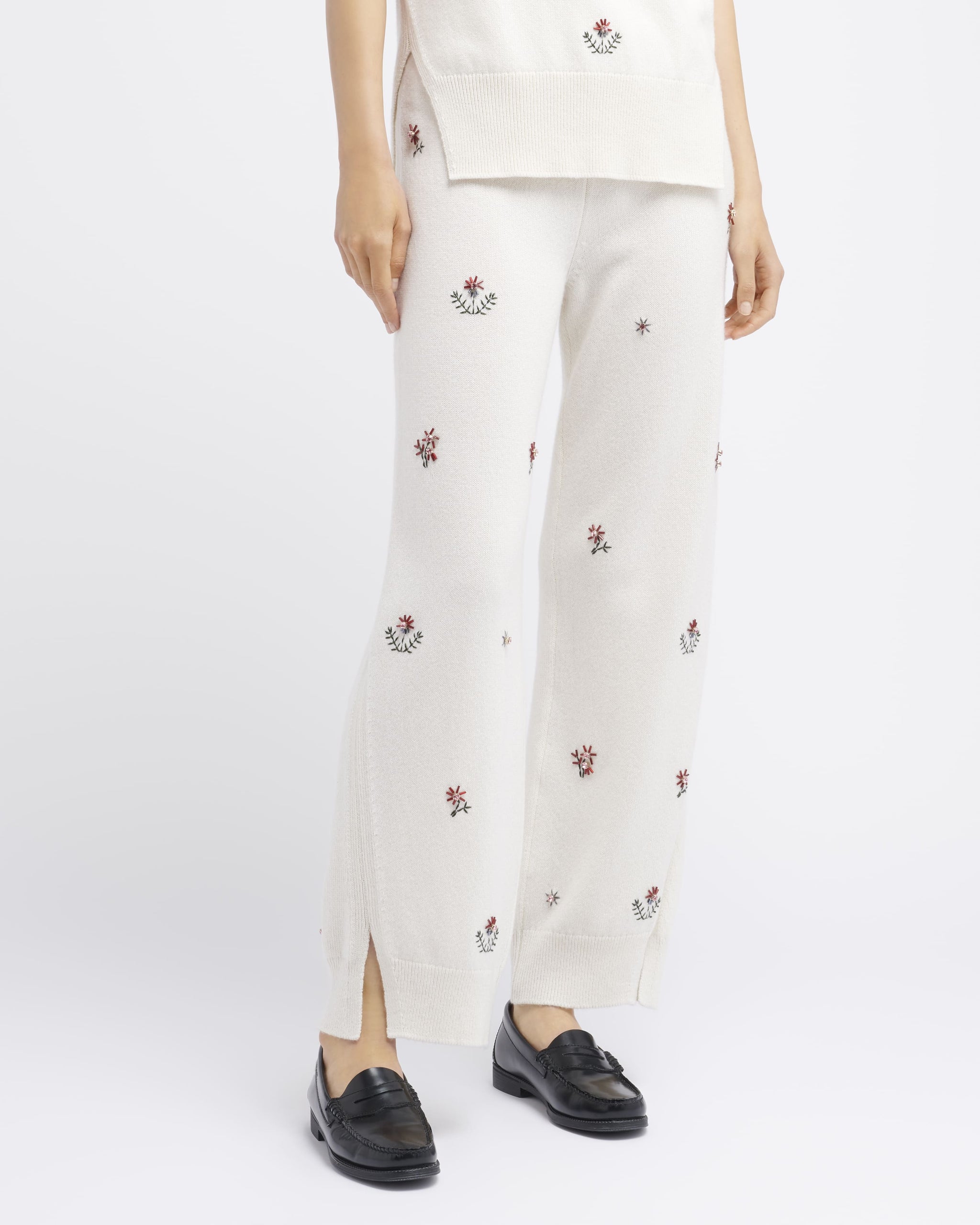 Pantalon iconique en cachemire brodé | Barrie - Barrie