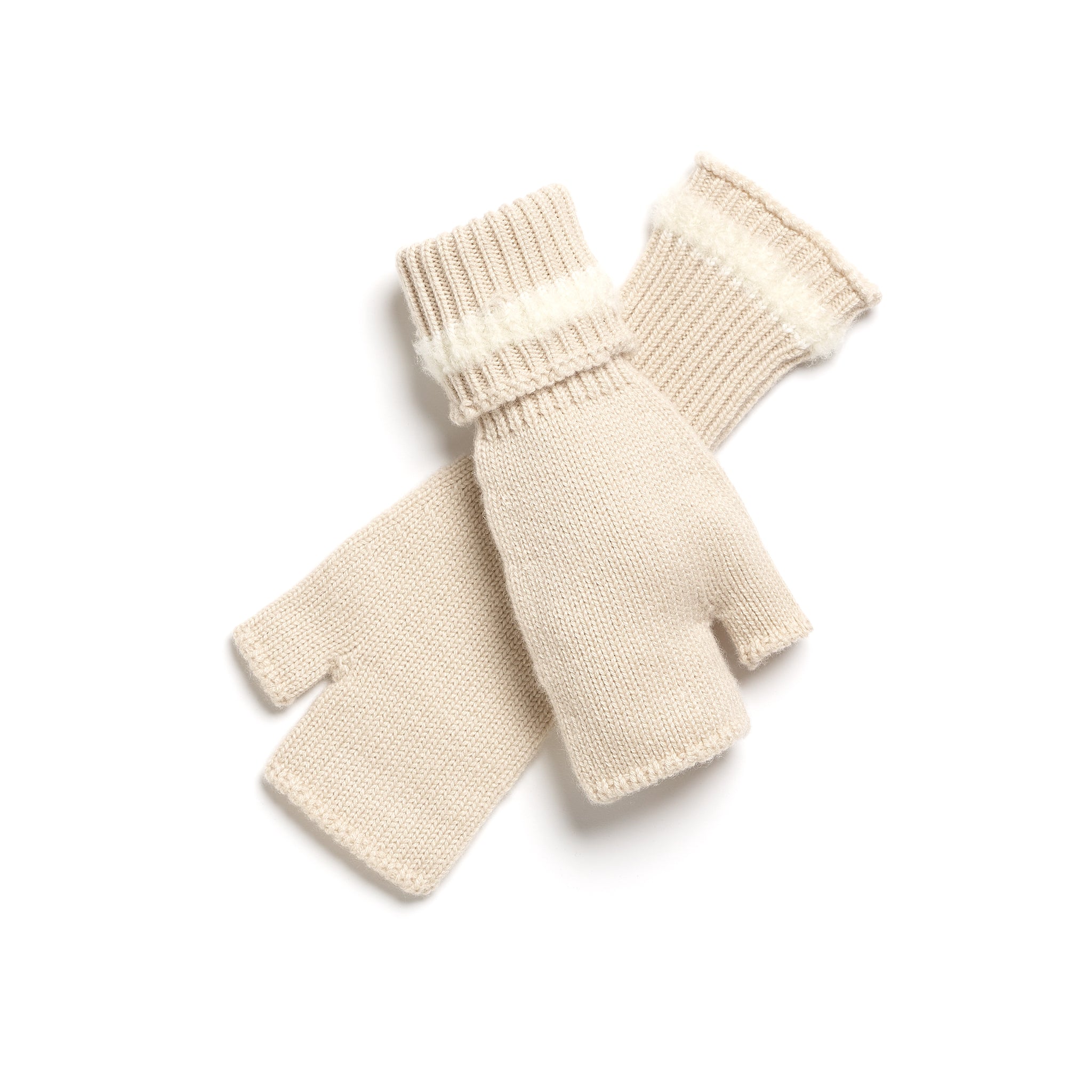 Shearling-effect cashmere fingerless gloves | Barrie - Barrie
