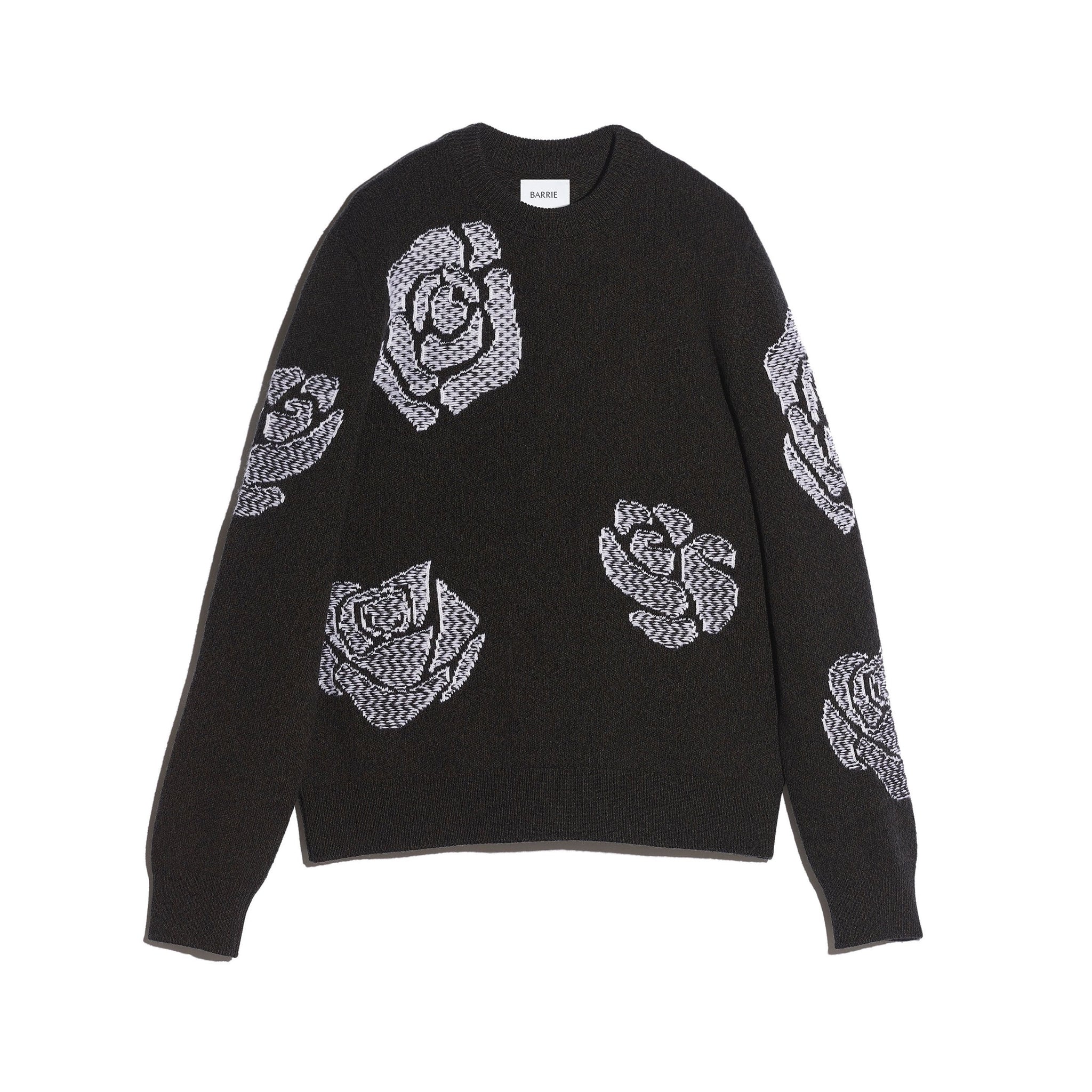 Pull col rond en cachemire à motif roses | Barrie - Barrie