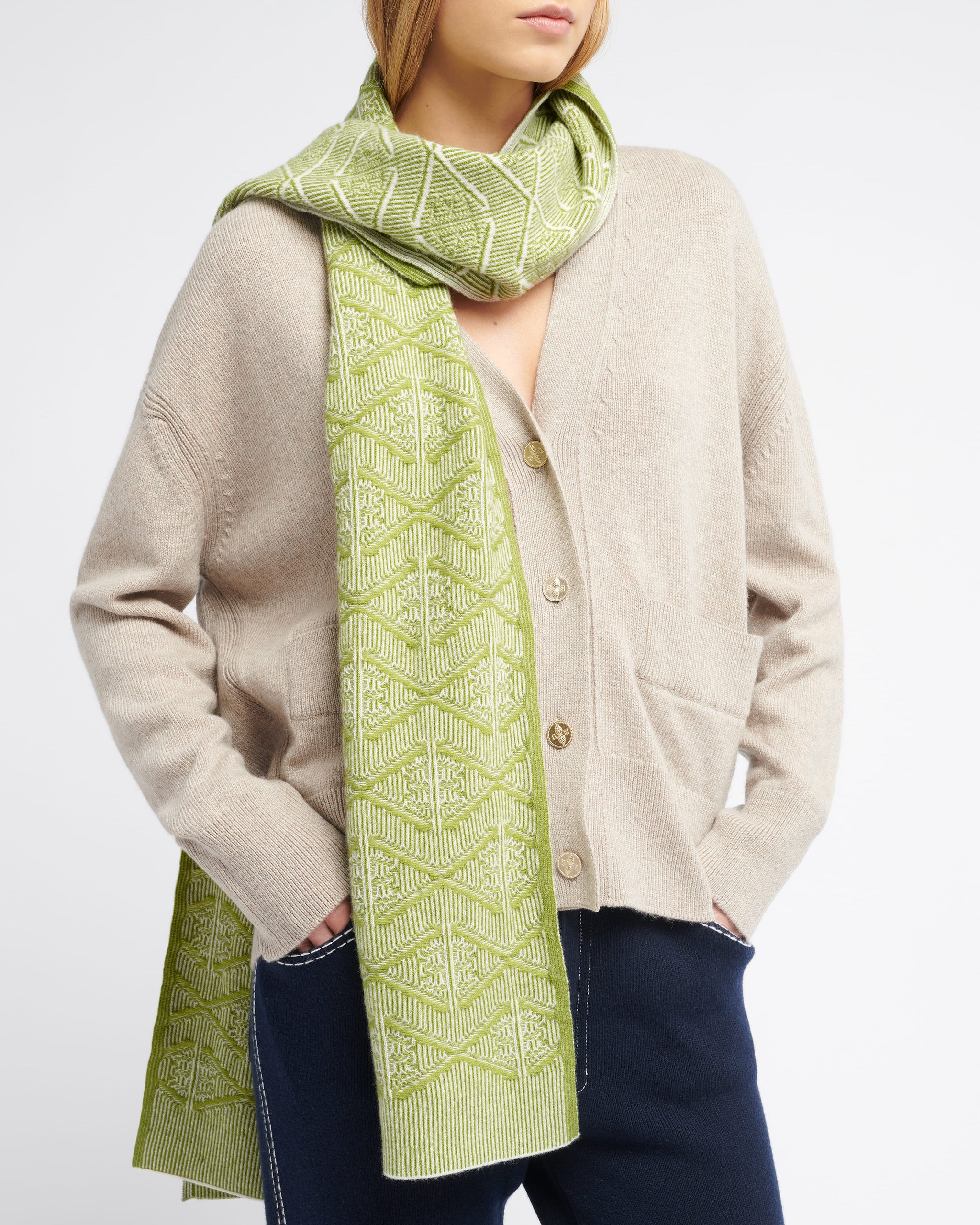 Scarf in cashmere with a monogram motif | Barrie - Barrie
