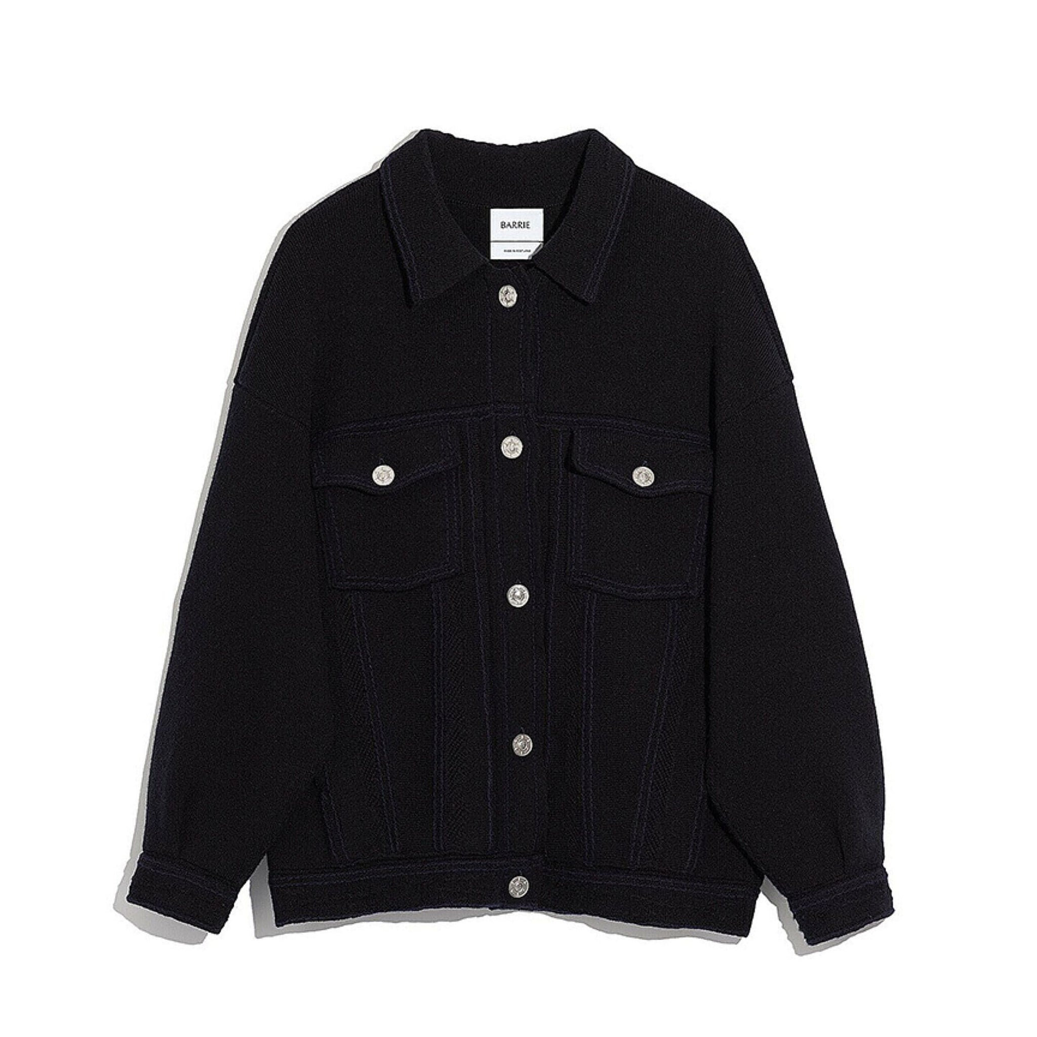 Denim oversized cashmere and cotton jacket – Barrie.com