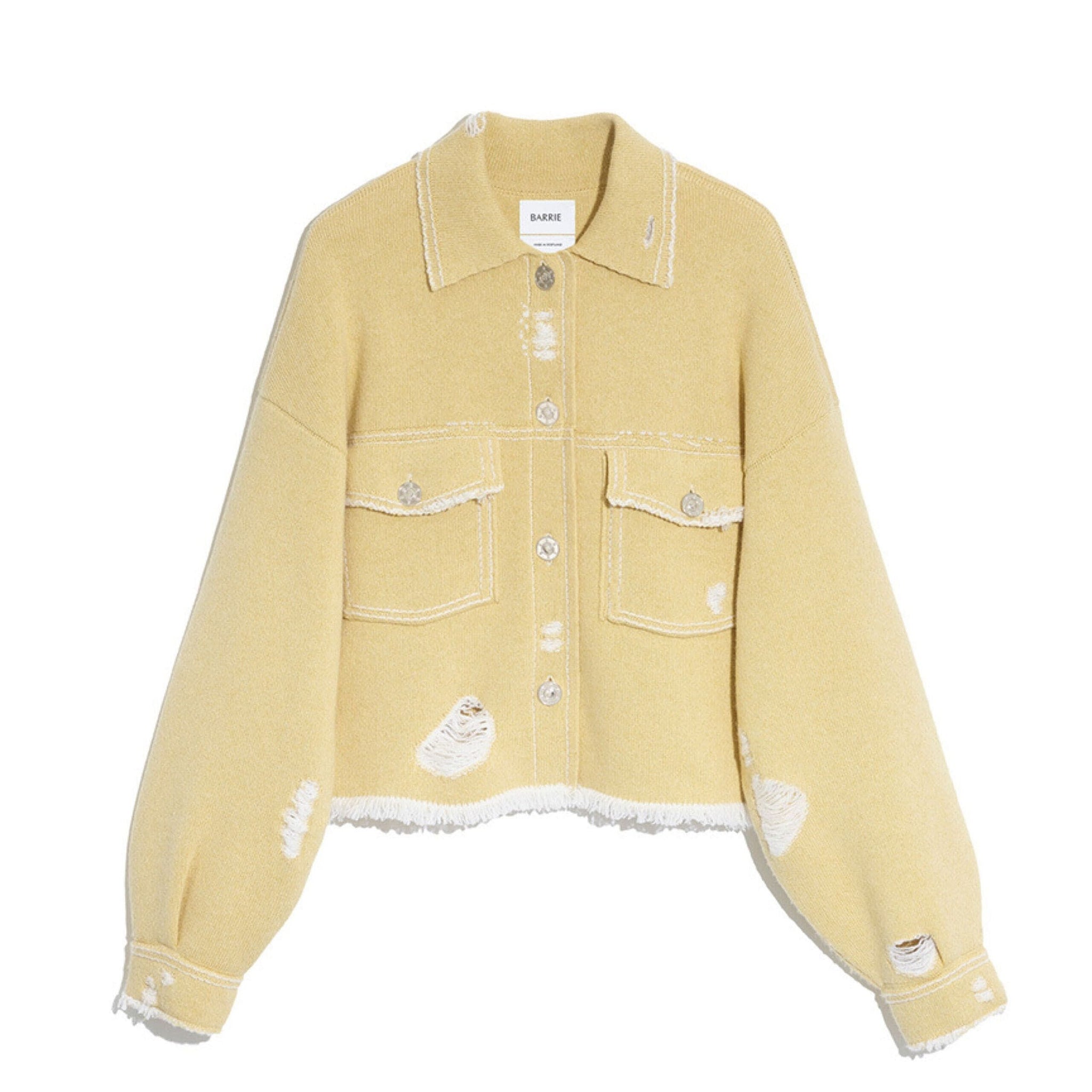 Denim fringed cashmere and cotton jacket | Barrie - Barrie