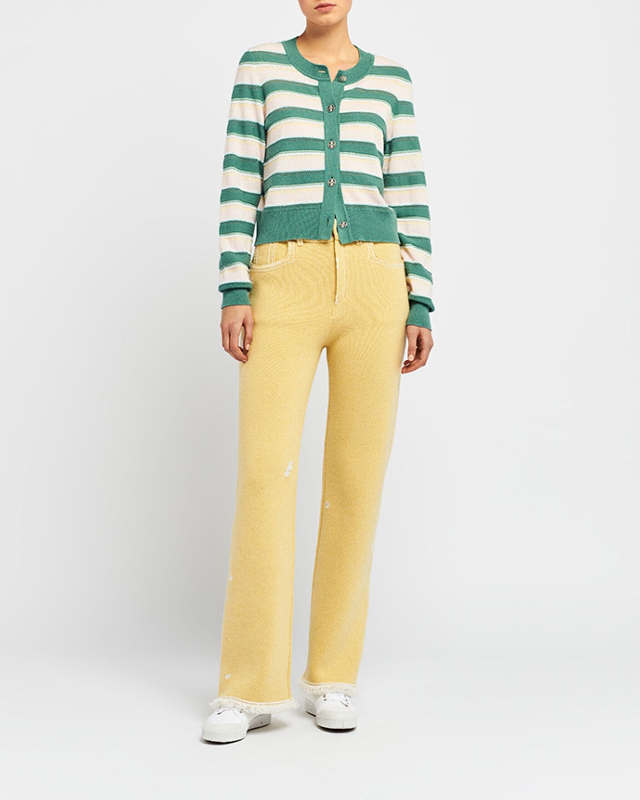 캐시미어와 면 프린지 디테일 데님 팬츠 | Barrie - Barrie