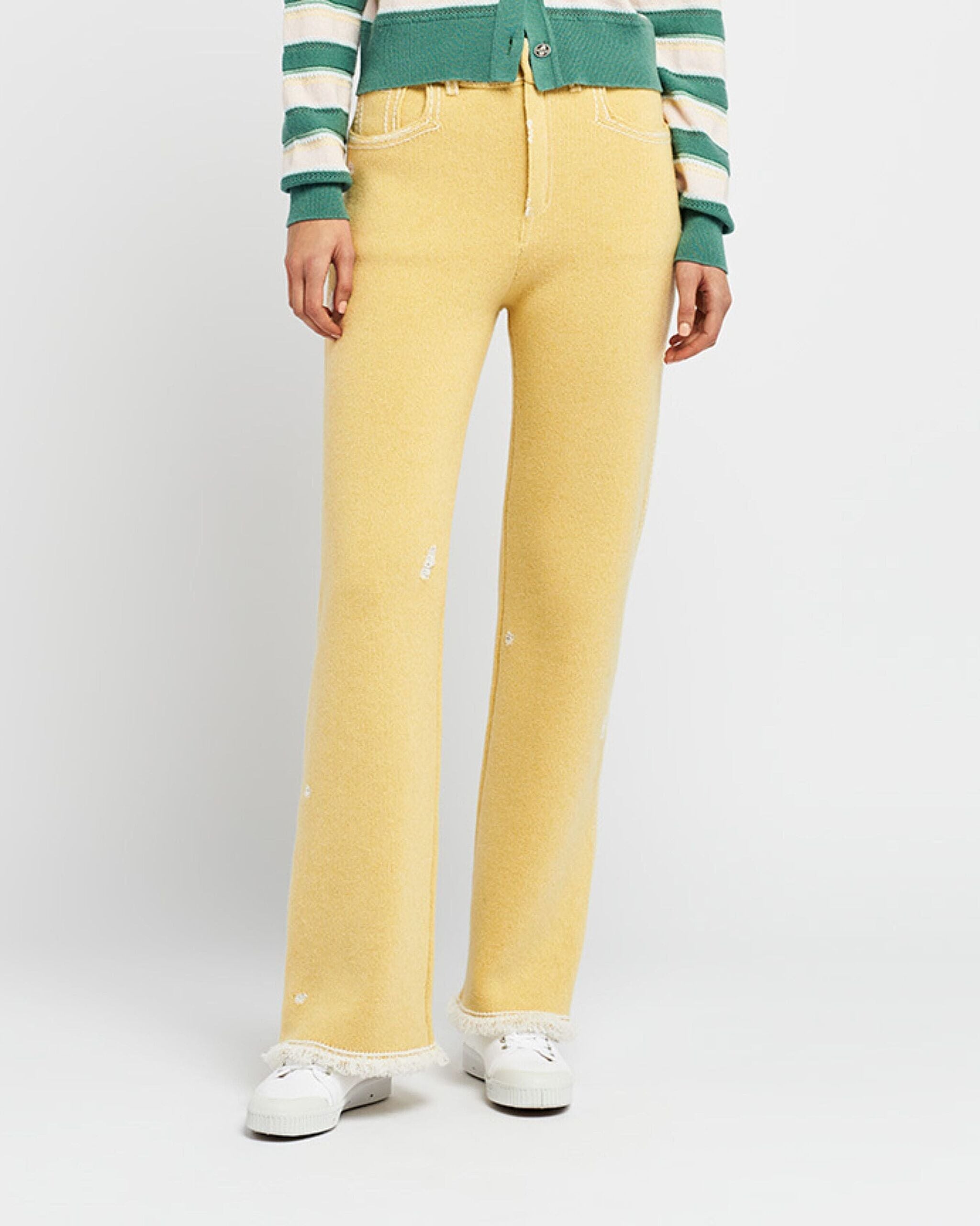 캐시미어와 면 프린지 디테일 데님 팬츠 | Barrie - Barrie