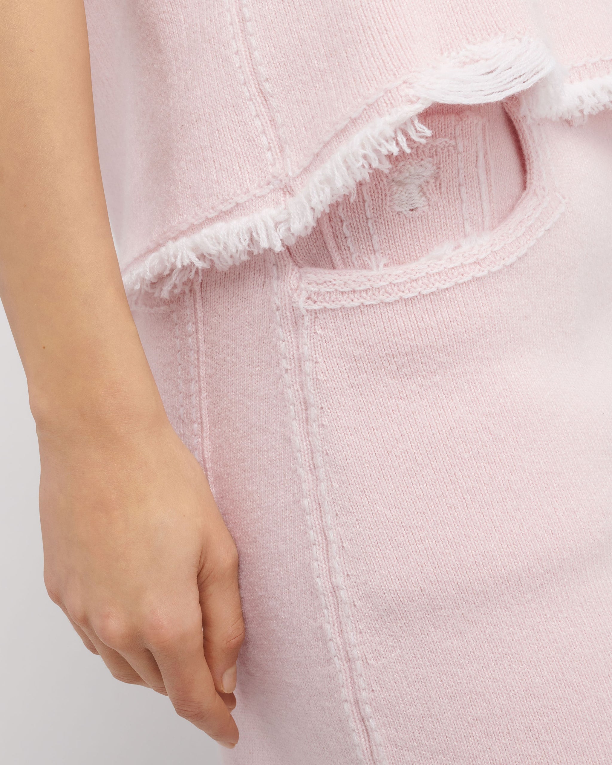 Denim fringed cashmere and cotton top | Barrie - Barrie