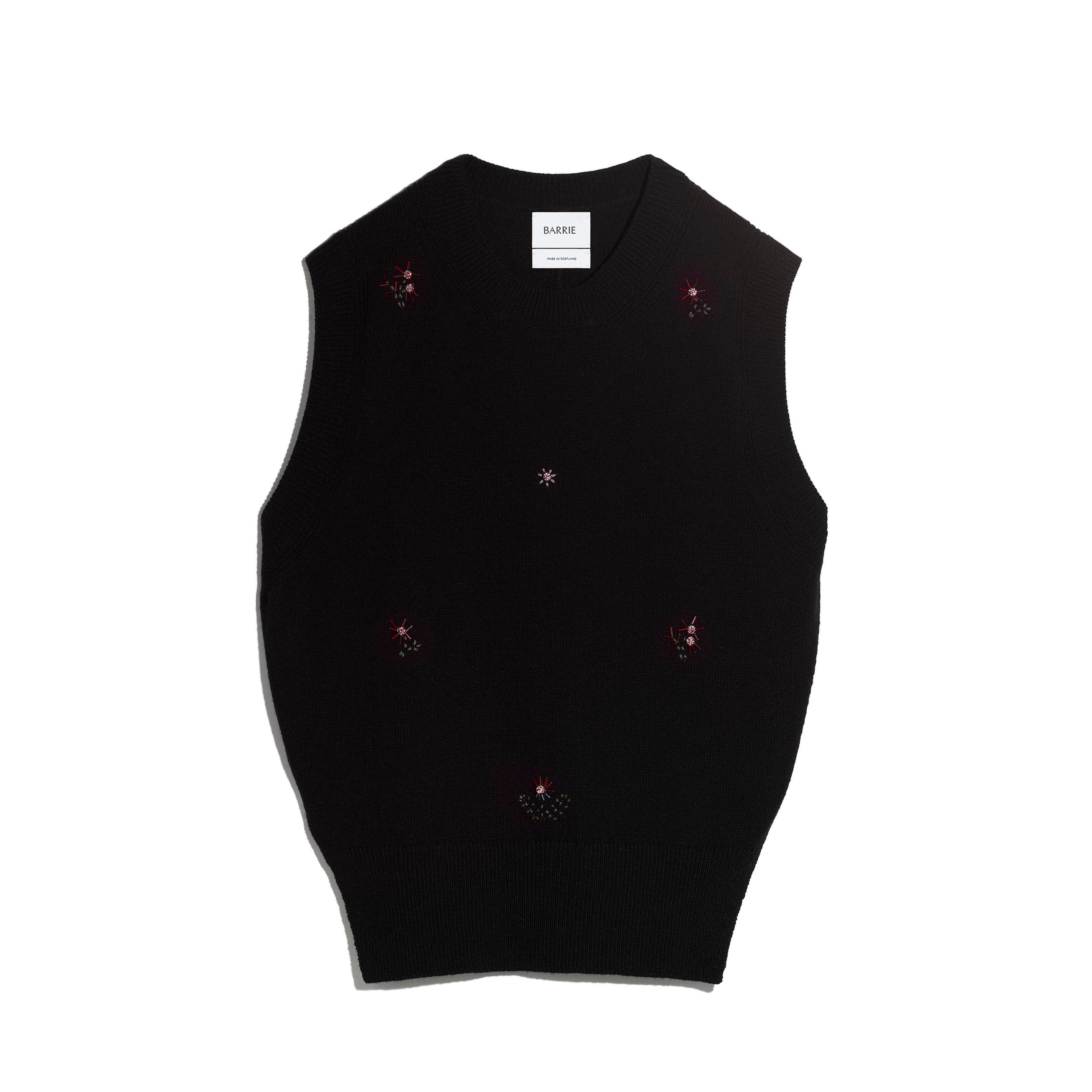 Pull iconique sans manches en cachemire brodé