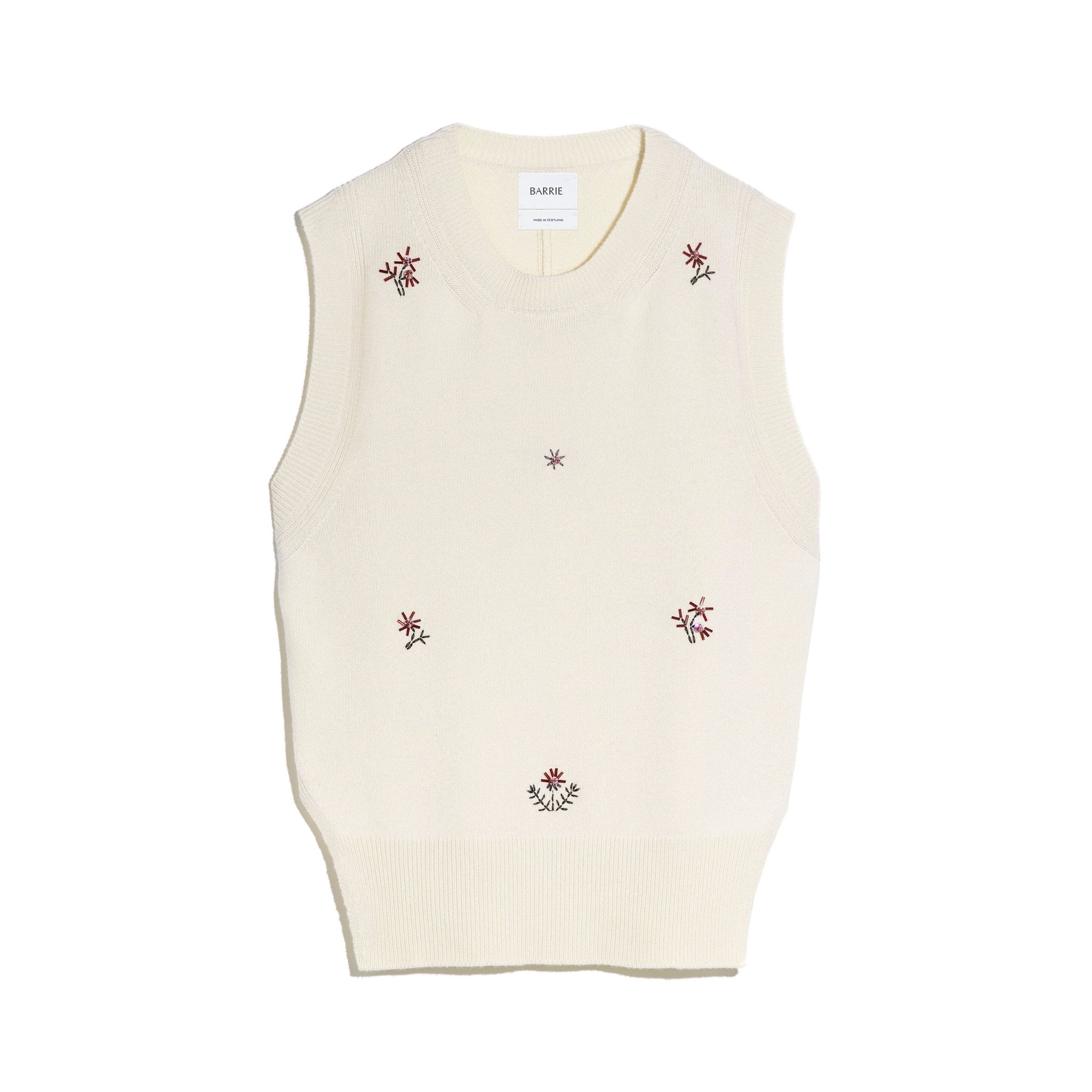 Iconic sleeveless embroidered jumper in cashmere | Barrie - Barrie